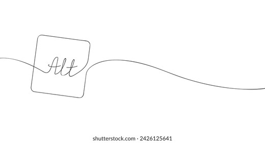 A single line drawing of an alt key. Continuous line alt button icon. One line icon. Vector illustration