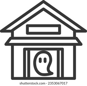 Single line drawing amusement park icon haunted house