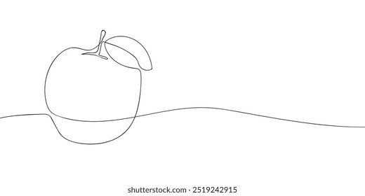 A single line drawing of an apple. Continuous line thanksgiving icon. One line icon. Vector illustration.