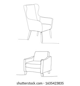 single line drawing of an armchair