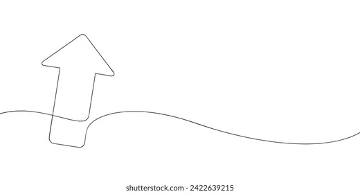 A single line drawing of an up arrow. Continuous line arrow icon. One line icon. Vector illustration