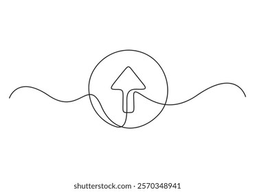 A single line drawing of an up arrow continuous line arrow icon. Vector illustration