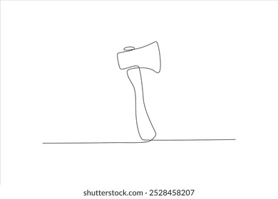 a single line drawing of an axe on a white background