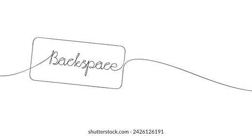 A single line drawing of a backspace key. Continuous line backspace button icon. One line icon. Vector illustration