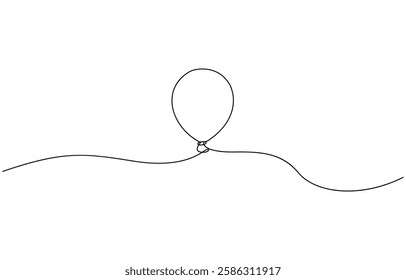 Single line drawing of a balloon, Continuous Line Drawing of Party Balloon Icon. Hand Drawn Symbol Vector Illustration.