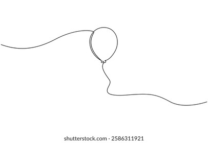 Single line drawing of a balloon, Continuous Line Drawing of Party Balloon Icon. Hand Drawn Symbol Vector Illustration.