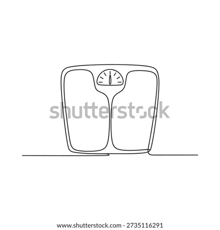 A single line drawing of a bathroom scale representing weight and health