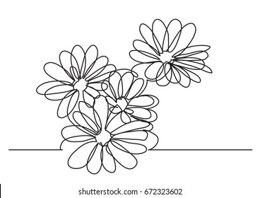 single line drawing of beautiful flowers