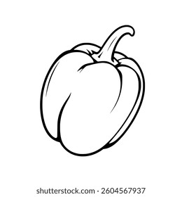 Single Line Drawing Of A Bell Pepper Vegetable