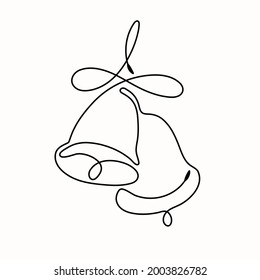 Single line drawing of bells. Vector hand drawn line art style.