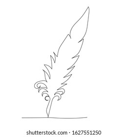single line drawing, bird feather