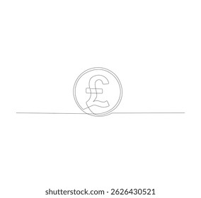 Dibujo de una sola línea de moneda de la libra esterlina británica. El fondo blanco. Concepto de divisa de Country Ilustración gráfica de Vector de dibujo de línea continua