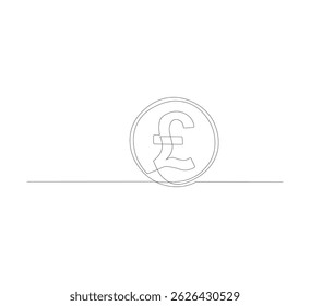 Dibujo de una sola línea de moneda de la libra esterlina británica. El fondo blanco. Concepto de divisa de Country Ilustración gráfica de Vector de dibujo de línea continua