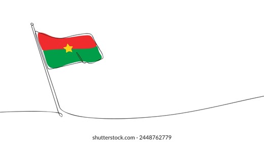 A single line drawing of a Burkina Faso flag. Continuous line Burkina Faso icon. One line icon. Vector illustration