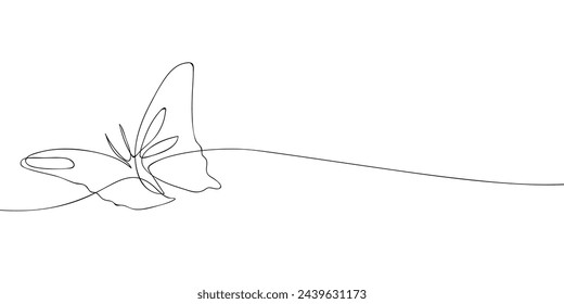 Dibujo de una sola línea de una mariposa. Icono de mariposa de línea continua. Icono de una línea. Ilustración de vector