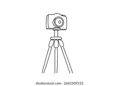 Einzeiliges Zeichnen einer Kamera auf einem Stativ auf einem Fotoapparat