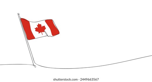 Dibujo de una sola línea de una bandera de Canadá. Icono de línea continua de Canadá. Icono de una línea. Ilustración vectorial