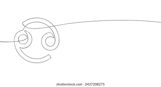 A single line drawing of a cancer. Continuous line cancer icon. One line icon. Vector illustration