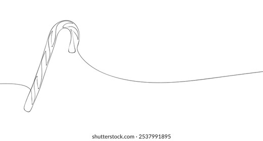 Un dibujo de una sola línea de un bastón de caramelo. Icono de caramelo de Navidad de línea continua. Icono de una línea. Ilustración vectorial.