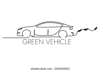 Single line drawing of a car with no carbon emission conceptual design.