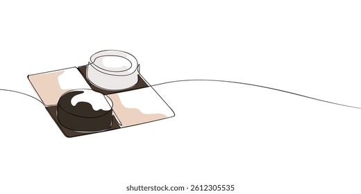 A single line drawing of a checkers game. Continuous line draughts icon in color. One line icon. Vector illustration.