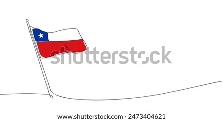 A single line drawing of a Chile flag. Continuous line Republic of Chile icon. One line icon. Vector illustration