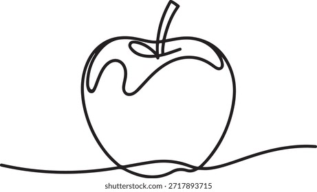 Um único desenho de linha de uma maçã coberta de chocolate. Linha contínua um ícone de maçã peça. Ícone de uma linha. Desenho de ícone de uma linha
