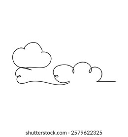A single line drawing of a cloud Continuous line sun icon One line icon Vector illustration