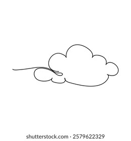 A single line drawing of a cloud Continuous line sun icon One line icon Vector illustration