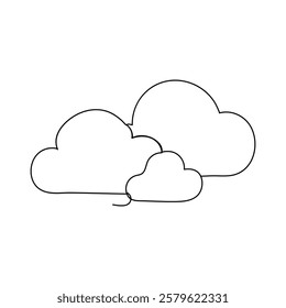 A single line drawing of a cloud Continuous line sun icon One line icon Vector illustration