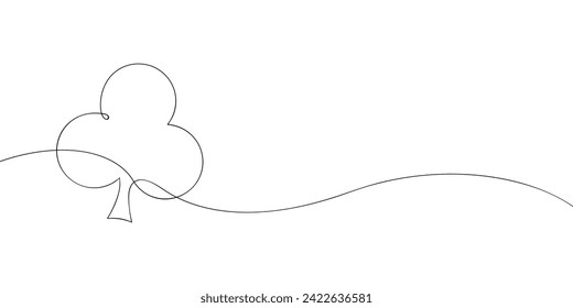 A single line drawing of a clubs. Continuous line card clubs icon. One line icon.