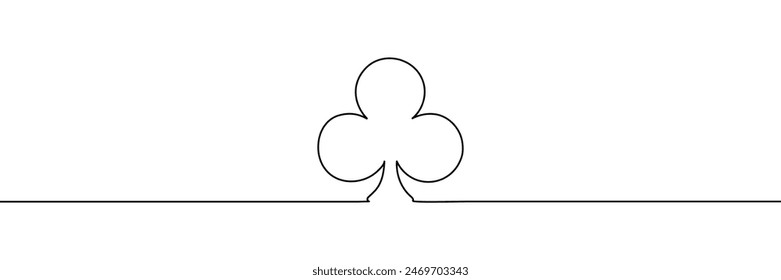 Single line drawing of clubs. Continuous line card clubs icon. Editable line. Single line icon.