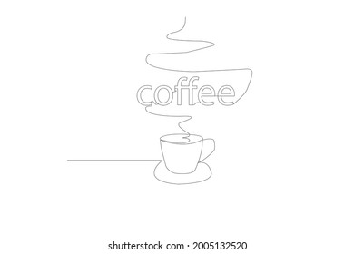 A single line drawing coffee mug on a white background, suitable for logo applications.
