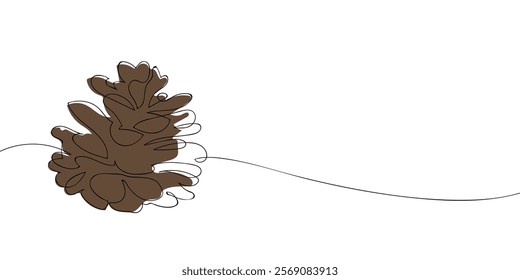 A single line drawing of a cone. Continuous line conifer pine cone icon in color. One line icon. Vector illustration.