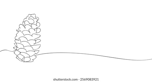 A single line drawing of a cone. Continuous line fir cone icon. One line icon. Vector illustration.