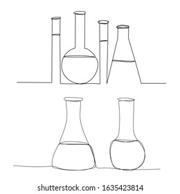 single line drawing of cones and test tubes
