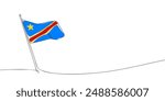 A single line drawing of a Congo flag. Continuous line Democratic Republic of the Congo icon. One line icon. Vector illustration