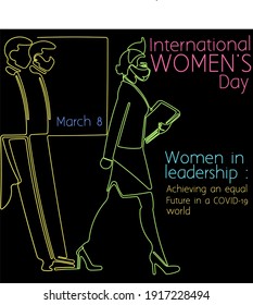 Single Line Drawing, Continuous Line Drawing Of International Women's Day On March 8, With 2021 Theme -  