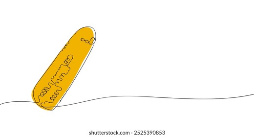 A single line drawing of a corn. Continuous line thanksgiving icon in color. One line icon. Vector illustration.