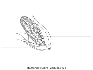 Dibujo de una sola línea de maíz en la mazorca