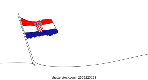 A single line drawing of a Croatia flag. Continuous line the Republic of Croatia icon. One line icon. Vector illustration.