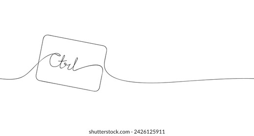 A single line drawing of a ctrl key. Continuous line ctrl button icon. One line icon. Vector illustration