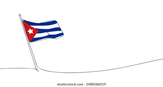 A single line drawing of a Cuba flag. Continuous line Republic of Cuba icon. One line icon. Vector illustration