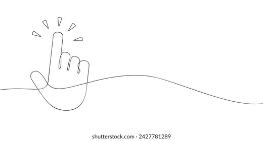 Dibujo de una sola línea de un cursor. Icono de cursor de mano de línea continua. Icono de una línea. Ilustración de vector