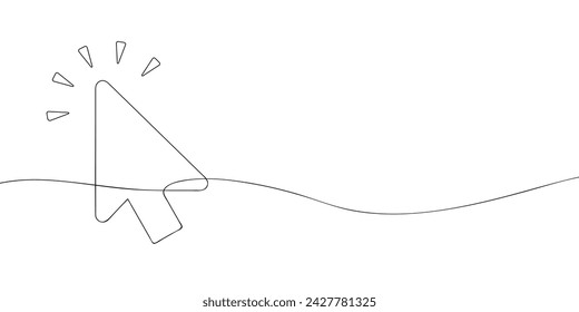 A single line drawing of a cursor. Continuous line cursor icon. One line icon.