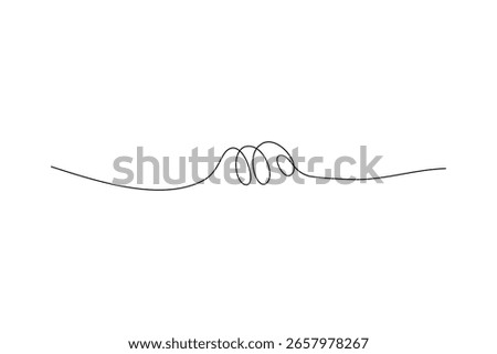 Single line drawing of a curved line with loops in center Minimalist design