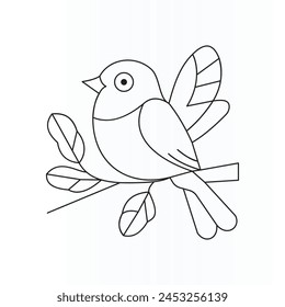 Single line drawing of cute beauty bird perched at lush tree branch and chirped beautiful tone. National Bird Day.