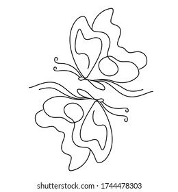 Single line drawing of dancing butterfly