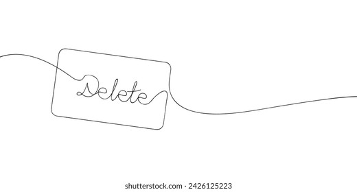 A single line drawing of a delete key. Continuous line delete button icon. One line icon. Vector illustration