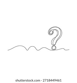 Un dibujo de una sola línea representa un signo de interrogación con una base ondulada